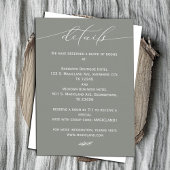 Sage Groen en Wit Kalligrafie Eenvoudig Informatiekaartje