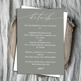 Sage Groen en Wit Kalligrafie Eenvoudig Informatiekaartje