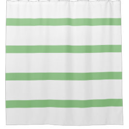 Sage Groen en Wit Minimal Stripes Kantoor Douchegordijn