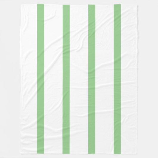 Sage Groen en Wit Minimal Stripes Kantoor Fleece Deken (Voorkant)