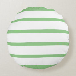 Sage Groen en Wit Minimal Stripes Kantoor Rond Kussen
