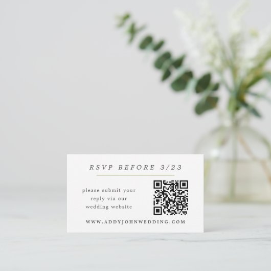 Sage Groen en Wit Online RSVP Insert Kaart (Staand voorkant)