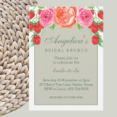 Sage Groen en Witte Perzik Pioen Bridal Brunch Kaart