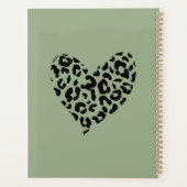 Sage Groen en Zwart Luipaard Patroon Hart Planner (Achterkant)