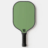 Sage Groen en Zwart Modern Monogram Pickleball Paddle (Voorkant)