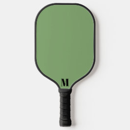 Sage Groen en Zwart Modern Monogram Pickleball Paddle