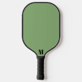 Sage Groen en Zwart Modern Monogram Pickleball Paddle (Achterkant)