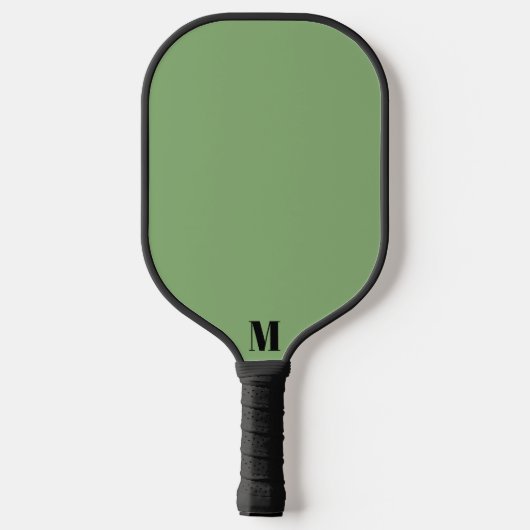 Sage Groen en Zwart Modern Monogram Pickleball Paddle (Achterkant)