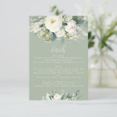 Sage Groen Eucalyptus Bloemen Bruiloft Details Enc Informatiekaartje (Staand voorkant)