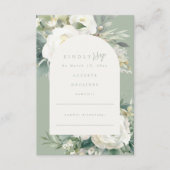 Sage Groen Eucalyptus Bloemen Bruiloft RSVP Informatiekaartje (Voorkant)