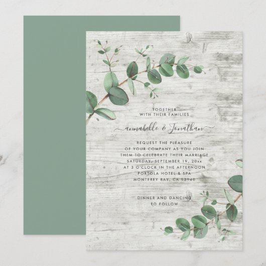 Sage groen Eucalyptus botanical folious white wood Kaart (Voorkant / Achterkant)