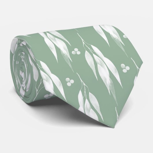 SAGE GROEN EUCALYPTUS BOTANICAL STROPDAS (Opgerold)