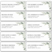 Sage Groen Eucalyptus Bruiloft Gast Naam Adres Sticker (Voorkant)