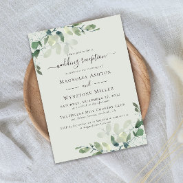 Sage Groen Eucalyptus Bruiloft Receptie Uitnodigin Kaart