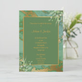 SAGE GROEN EUCALYPTUS MARBLE WEDDING INVITATION KAART (Staand voorkant)