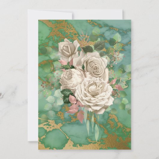 SAGE GROEN EUCALYPTUS MARBLE WEDDING INVITATION KAART (Achterkant)