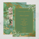 SAGE GROEN EUCALYPTUS MARBLE WEDDING INVITATION KAART (Voorkant / Achterkant)