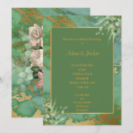 SAGE GROEN EUCALYPTUS MARBLE WEDDING INVITATION KAART