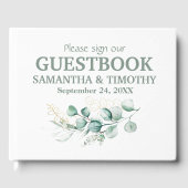 Sage Groen Eucalyptus Rustiek groen Bruiloft Gastenboek (Voorkant)