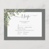 Sage Groen Eucalyptus Script Bruiloft RSVP Uitnodiging Briefkaart (Voorkant)