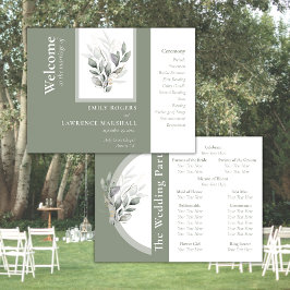 Sage Groen Eucalyptus Trouwprogramma Programmakaart
