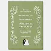 Sage Groen Gekleurde Bruid en Bruidegom Ontwerp Hu Magneet (Voorkant)