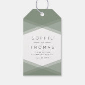Sage Groen Gelaagd Geometrisch & Blauw Slate Cadeaulabel (Voorkant)