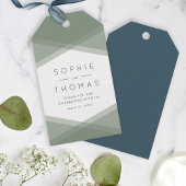 Sage Groen Gelaagd Geometrisch & Blauw Slate Cadeaulabel