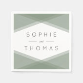 Sage Groen Gelaagde Geometrische Bruiloft Servet (Voorkant)