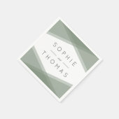 Sage Groen Gelaagde Geometrische Bruiloft Servet (Hoek)