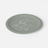 Sage Groen Genderneutraal Baby shower Papieren Bordje (Gekanteld)