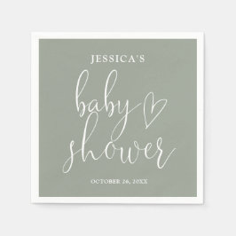 Sage Groen Genderneutraal Baby shower Servet