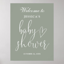 Sage Groen Genderneutraal Baby shower Welkomstbord