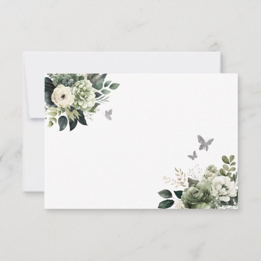 Sage Groen Geometrisch Bloemen Prinses Quinceañera Bedankkaart (Achterkant)