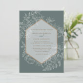 Sage Groen Geometrisch Bloemen Tapestry Bruiloft Kaart (Staand voorkant)
