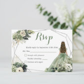 Sage Groen Geometrisch Koninklijke Prinses Quincea RSVP Kaartje (Staand voorkant)