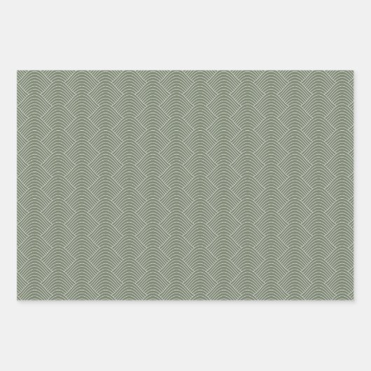 Sage Groen Geometrisch modern patroon Inpakpapier Vel (Voorkant 3)