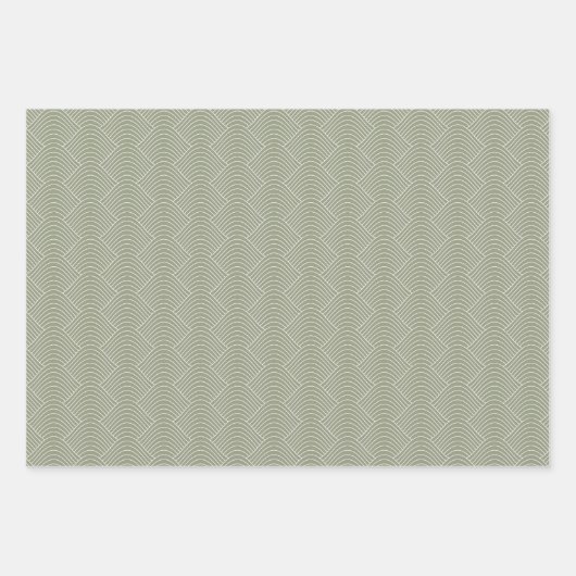 Sage Groen Geometrisch modern patroon Inpakpapier Vel (Voorkant 2)