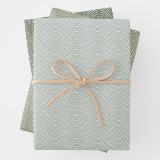 Sage Groen Geometrisch modern patroon Inpakpapier Vel (In situ)