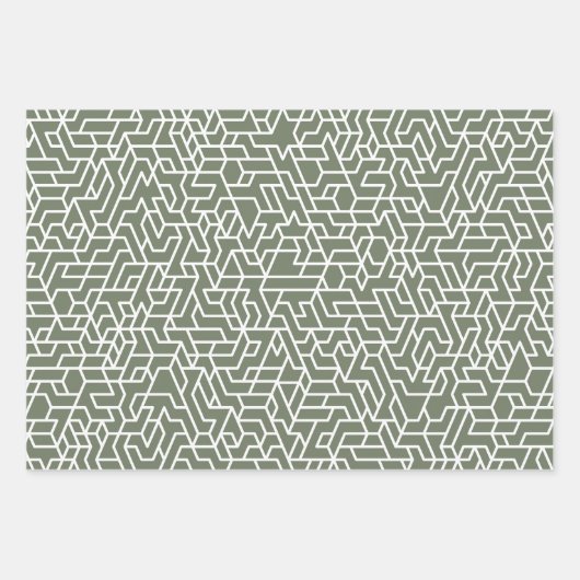 Sage Groen Geometrisch patroon eenvoudig Inpakpapier Vel (Voorkant 3)