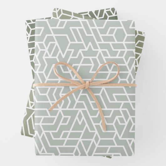 Sage Groen Geometrisch patroon eenvoudig Inpakpapier Vel (In situ)