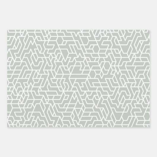 Sage Groen Geometrisch patroon eenvoudig Inpakpapier Vel (Voorkant)