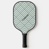 Sage Groen Geometrisch Patroon Modern Monogram Pickleball Paddle (Voorkant)