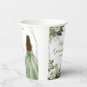 Sage Groen Geometrisch Prinses XV Quinceañera Papieren Bekers (Links)