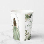 Sage Groen Geometrisch Prinses XV Quinceañera Papieren Bekers (Rechts)