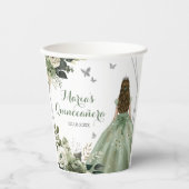 Sage Groen Geometrisch Prinses XV Quinceañera Papieren Bekers (Voorkant)