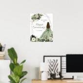 Sage Groen Geometrisch Quinceañera Welkomstbord Poster (Thuiskantoor)