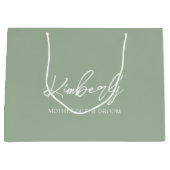 Sage Groen Gepersonaliseerde Naam van de Huwelijks Groot Cadeauzakje (Voorkant)