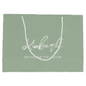 Sage Groen Gepersonaliseerde Naam van de Huwelijks Groot Cadeauzakje (Achterkant)