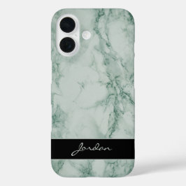 Sage Groen Gepolijst Marmeren Steen met Naam iPhone 16 Hoesje